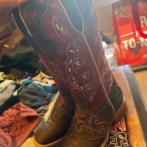 Rockin Leather Red and Brown women’s cowboy boots - Picture 4 of 4